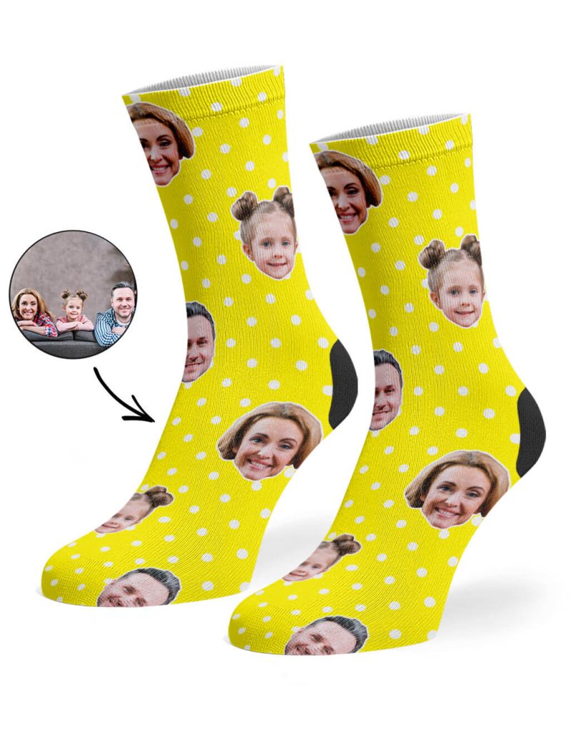 Yellow Family Spotty Face Socks