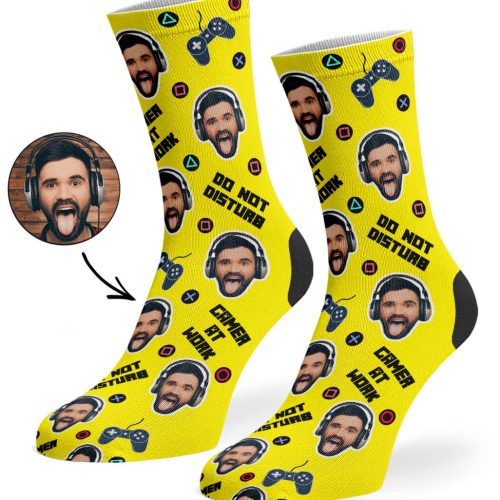 Yellow Gamer Face Socks