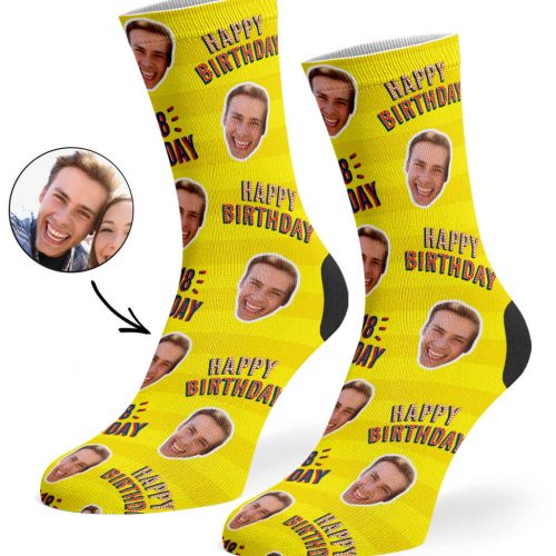 Yellow Happy 18th Birthday Socks