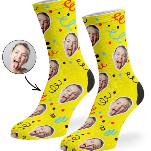 Yellow Happy Birthday Confetti Socks