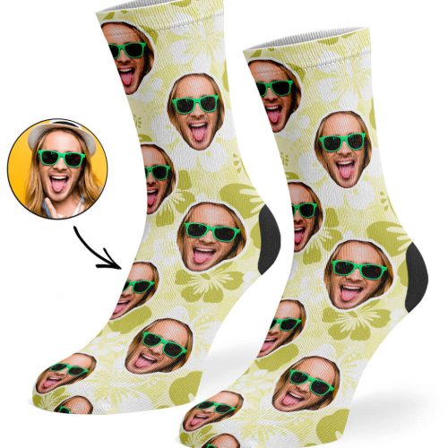 Yellow Hawaiian Face Socks