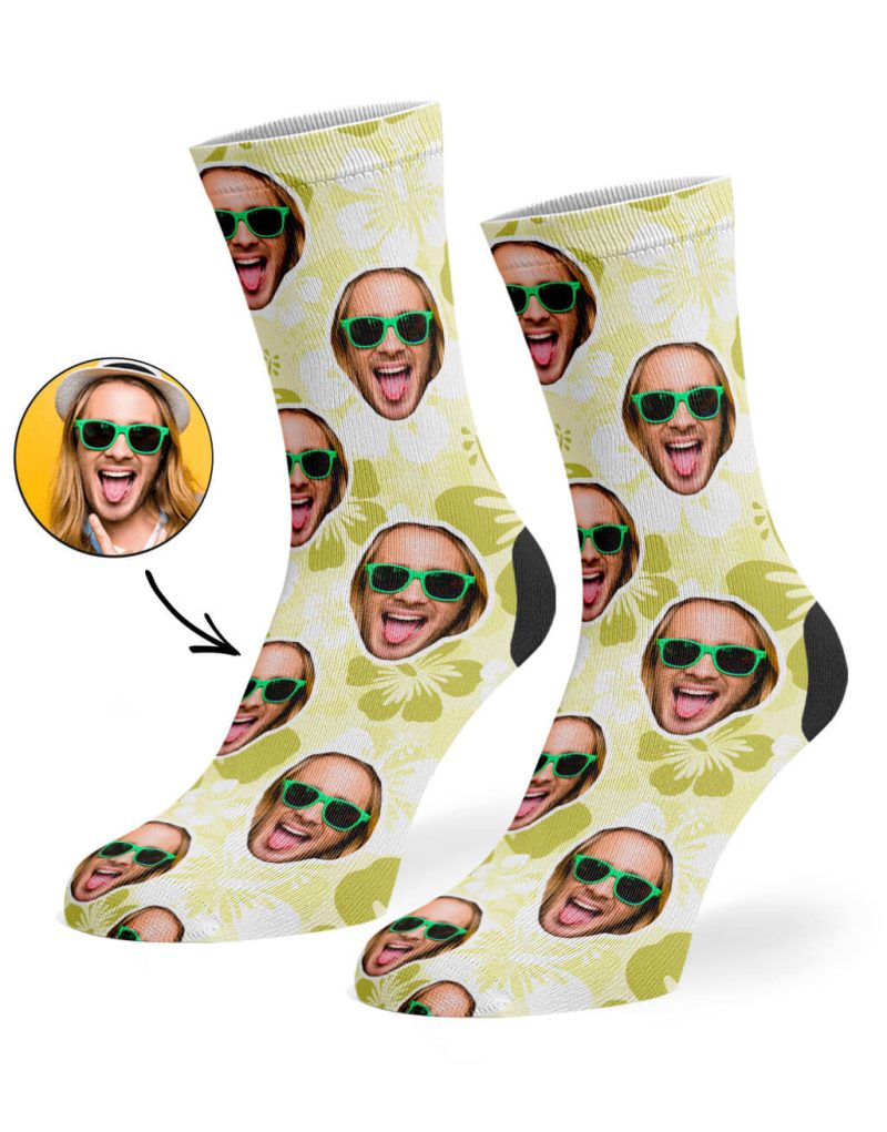 Yellow Hawaiian Face Socks