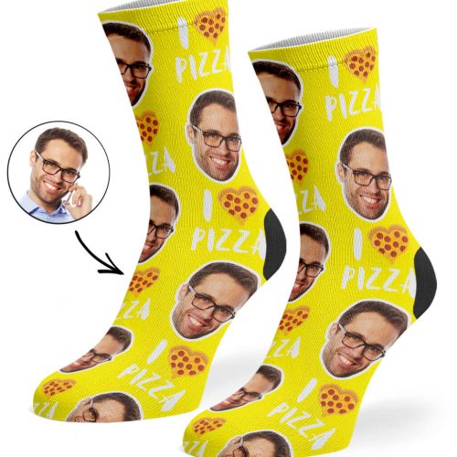 Yellow I Love Pizza Socks