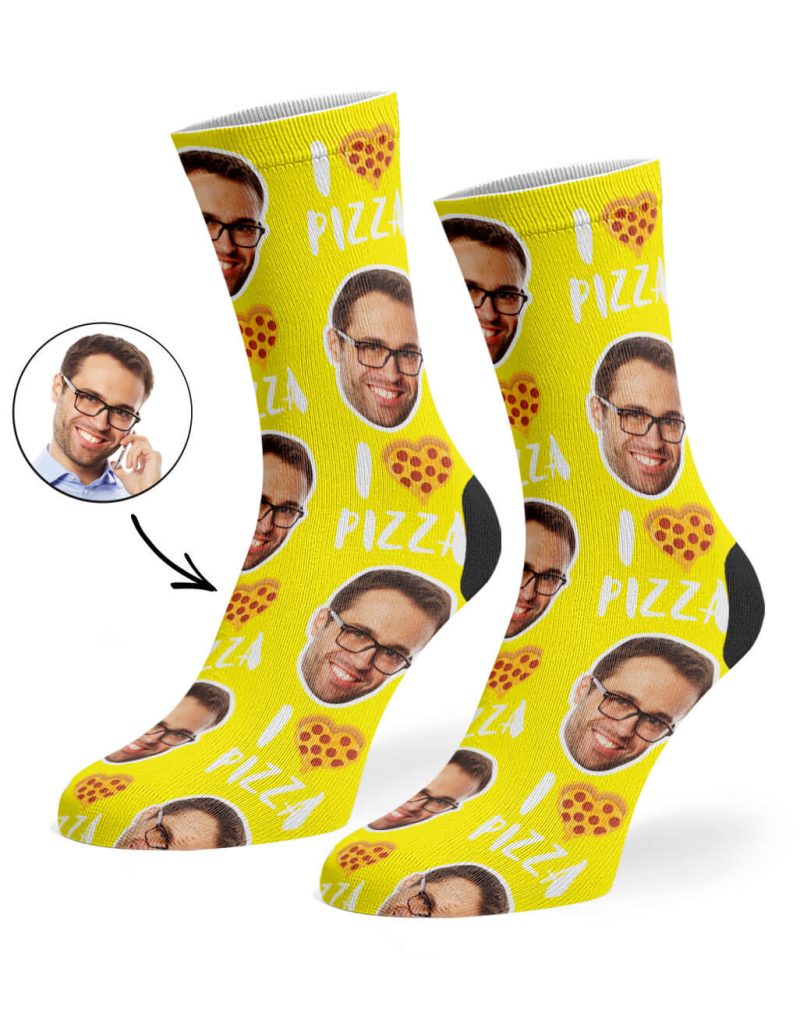 Yellow I Love Pizza Socks