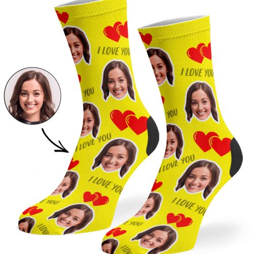 Yellow I Love You Valentines Day Socks