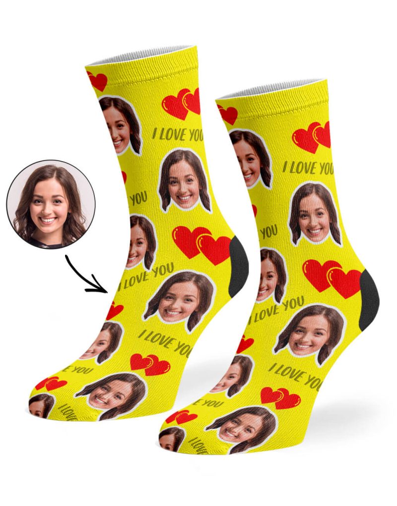 Yellow I Love You Valentines Day Socks