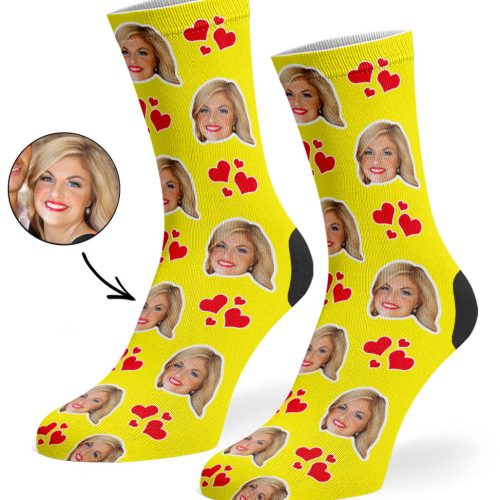 Yellow My Valentine Face Socks