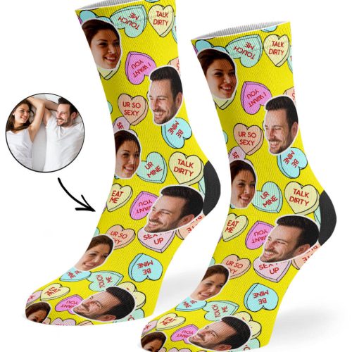 Yellow Naughty Love Hearts Socks