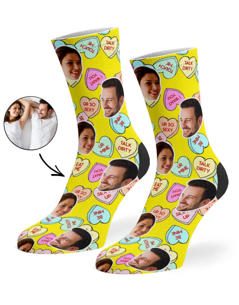 Yellow Naughty Love Hearts Socks