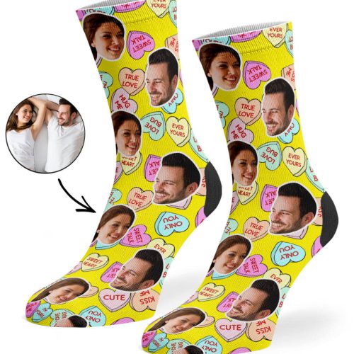 Yellow Nice Love Hearts Socks