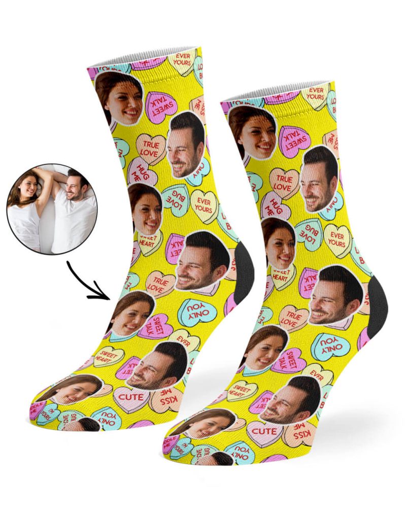 Yellow Nice Love Hearts Socks