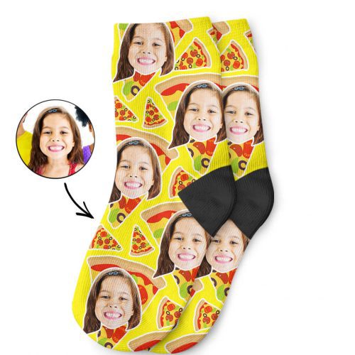 Yellow Pizza My Face Kids Socks