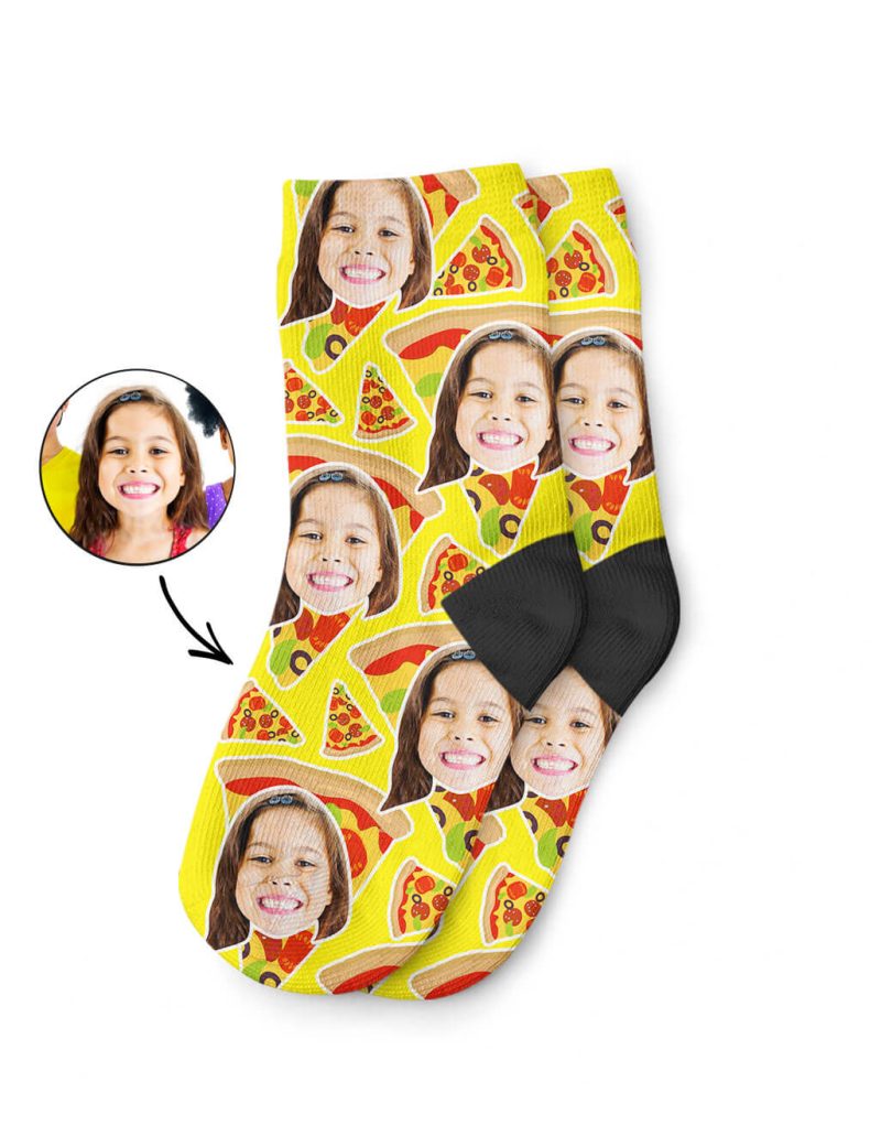 Yellow Pizza My Face Kids Socks