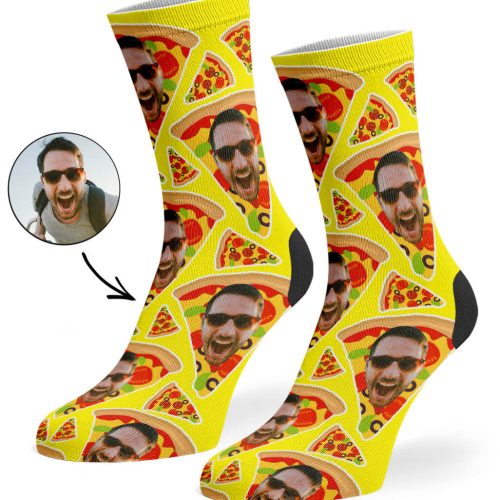 Yellow Pizza My Face Socks