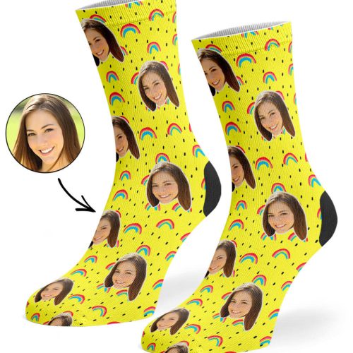 Yellow Rainbow Face Socks