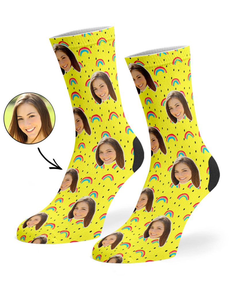 Yellow Rainbow Face Socks