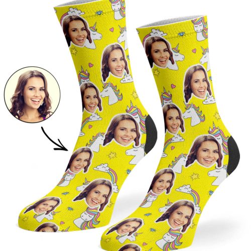 Yellow Rainbow Unicorn Socks