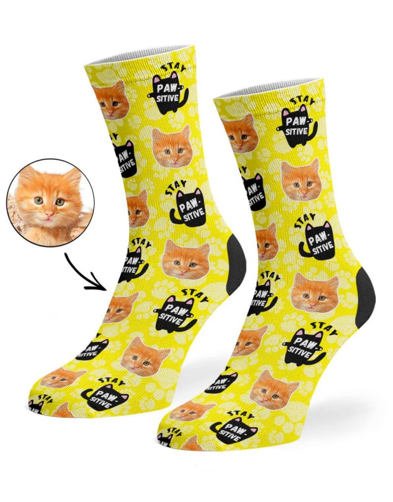 Yellow Stay Pawsitive Socks