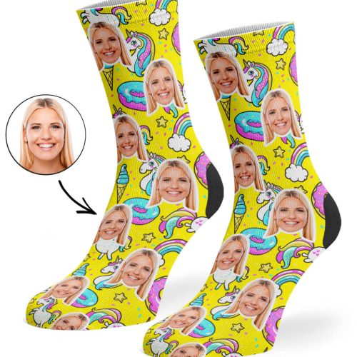 Yellow Unicorn Donut Socks