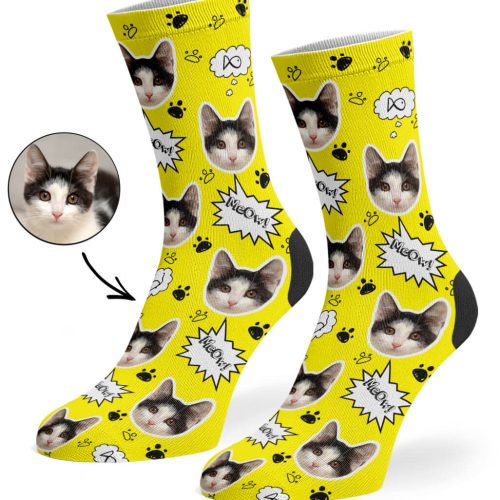 Yellow Your Cat Meow Socks