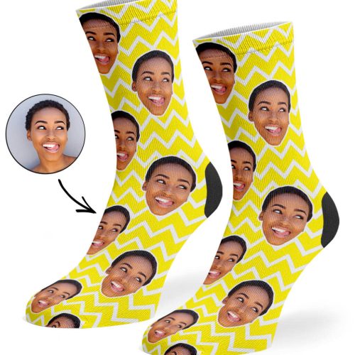 Yellow Zig Zag Face Pattern Socks