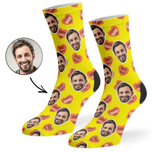 Yellow Dad Love Hearts Socks