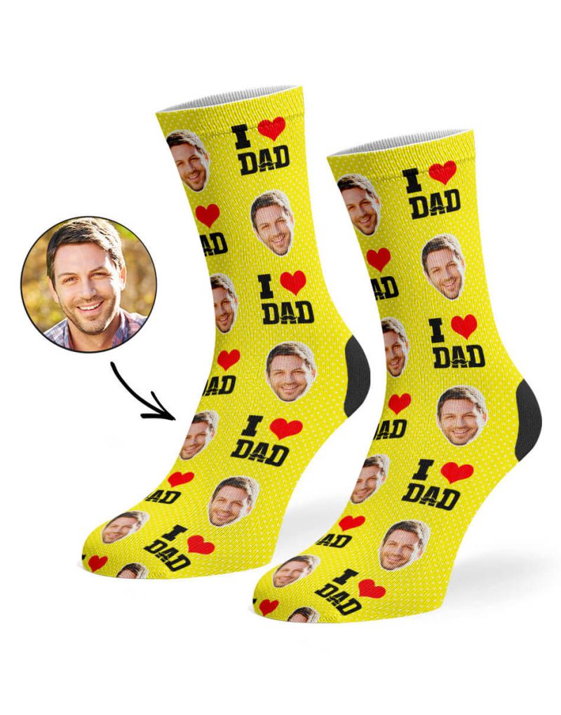 Yellow I Love Dad Socks