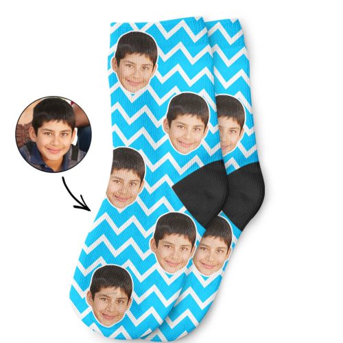 Custom Photo Zig Zag Kids Socks