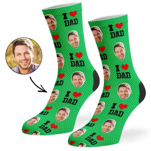 green I Love Dad Socks