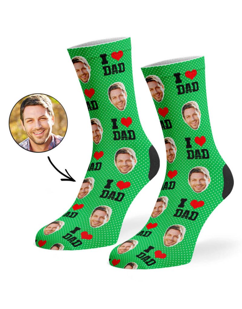 green I Love Dad Socks