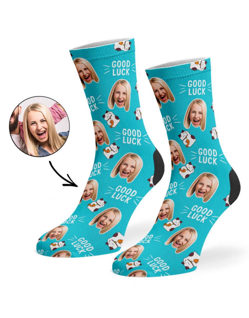 turquoise Good Luck Cat Socks